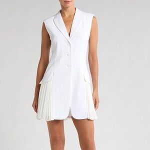 halogen sleeveless pleated dress Halogen Women's Sleeveless Pintucked Empire Waist Cotton Midi Dress - White